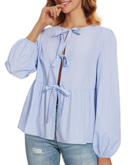 Autumn Loose Sweet Lace-up Shirt Sexy Strappy