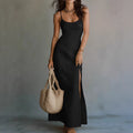 Elegant Casual Split-neck Slip Dress