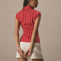 Elegant Slimming Shirt Striped Short-sleeved Cardigan For Women
