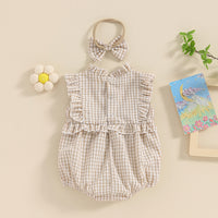Lace Jumpsuit Girls' Sleeveless Baby Bodysuit Romper Headscarf