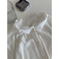 Casual Asymmetrical Button-up Lapel Long-sleeve Top