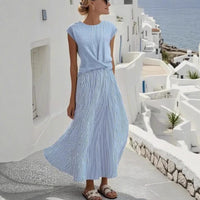 New Style Ruched Womens Figure-flattering Crew-neck Dress