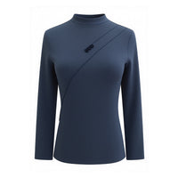 Button-up Half Turtleneck Fleece Long-sleeve Women's Base Layer Shirt