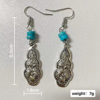 Retro Exquisite Carved Embedded Turquoise Earrings