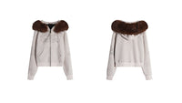 All-matching Solid Color Retro Furry Stitching Velvet Zipper Casual Coat