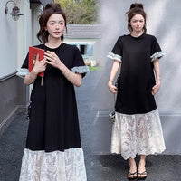 Fashionable Elegant Slimming Patchwork Lace Maternity Dress