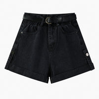 Women's High Waist Curly Denim Shorts