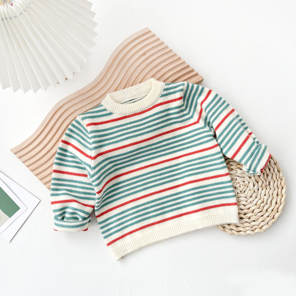 Boys And Girls Fashion Striped Knitted Top