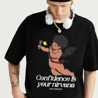 Cotton Angel Printed T-shirt Fashion Brand Short Sleeve Pullover Men's Top