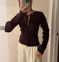 French-style Chic Crew-Neck Casual Knitted Cardigan Top For Women