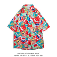 Men's Retro Hong Kong Style Short Sleeve Printed Shirt