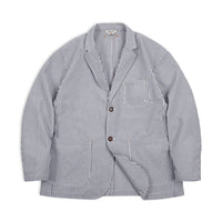 Seersucker Striped Blazer Flat Collar