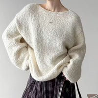 Womens Cozy Versatile Relaxed-fit Pullover Sweater