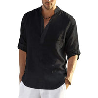 Casual Linen Shirt Solid Color