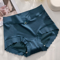 Mid-High Waist Light Luxury Women's Elastic Satin Silky Comfortable Seamless Underwear Mulberry Silk