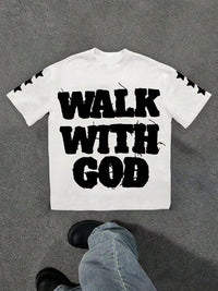 Personality Street Hip Hop Style Letter Pattern T-shirt Retro