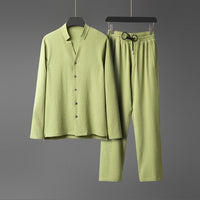 Men's Wear Handsome Pleated High-grade Men's Long Sleeve Set