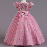 Girls' Fashion Sequin Bow Mesh Dress