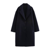 Women's Solid Color Polo Collar Baggy Coat