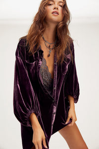 Loose Lantern Sleeve Long Shirt Women's Top