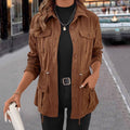 Spring And Autumn Corduroy Jacket Women's Casual Simple Solid Color Polo Collar