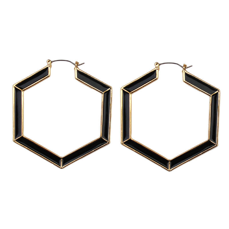 Exaggerated Square Diamond Large Earrings Black Drip Glazed