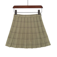 Plaid Pleated High Waist Skirt A- Line Skirt