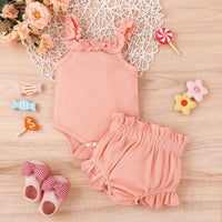 Children's Ins Suit Waffle Sling Romper Shorts Suit