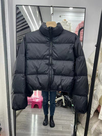 Women's Short Solid Color High-waisted Stand-collar Padded Cotton Coat