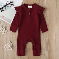 Baby Casual Rompers Jumpsuit Children's New Baby Sunken Stripe Girls' Long-sleeved Jumpsuit