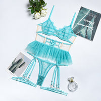 Women's Fashion Mesh Perspective Splicing Contrast Color Suit