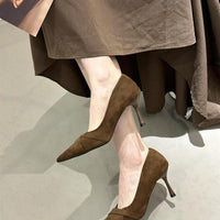 2025 Fall New French Retro Suede Pointed-Toe Stiletto Pumps For Women