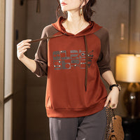 Splicing Pullover Hooded Sweater For Women