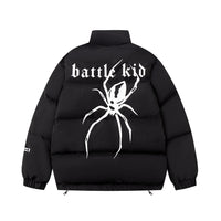 Dark Spider Print Stand Collar Bread Cotton Coat Jacket