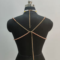 Gradient Color Glass Beaded Chest Necklace Heavy Industry Colorful Beads Body Chains