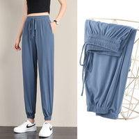 Ice Silk Wide-leg Pants Womens Summer Thin Draping, Loose-fit Style