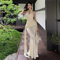 Sexy Chic Off-Shoulder Backless Halter Dress High-End Designer Unique One-of-a-Kind Evening Gown