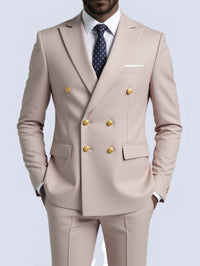 Business Non-Iron Two-Piece Suit With Double-Breasted Gold Buttons