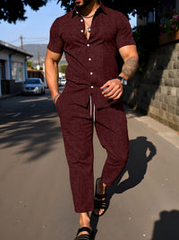 Short-sleeve Shirt And Trousers Casual Summer Set