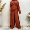 Clear Color V-neck Patchwork Jumpsuit Wide Leg Pants