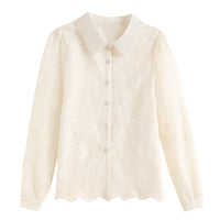 French Style Socialite Style Western Style Hollow Lace Shirt
