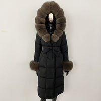 Thickened Long Section White Goose Down Slim Fit Women's Coat