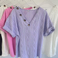 Spring And Summer Fashion V-neck Buttons Jacquard Top