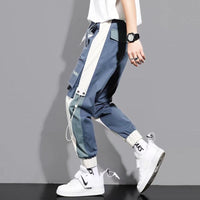 Men's Versatile Ankle-tied Stitching Drawstring Thin Casual Pants