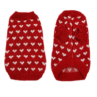 Autumn And Winter Warm Red Love Dog Clothes Sweater Skirt