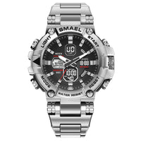 Men's Luminous Timing Stainless Steel Alloy Double Display Electronic Watch
