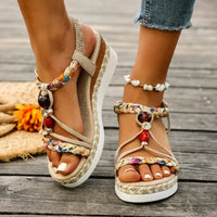 Fashion Platform Women's Hemp Rope Woven Sandals