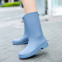 Women's Long Rain Boots Mid-calf Waterproof Shoes New