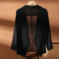 Women's Chiffon Cardigan With Three-quarter Sleeves