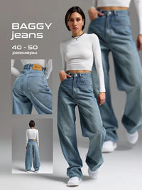 Womens Loose Wide-leg Denim Jeans